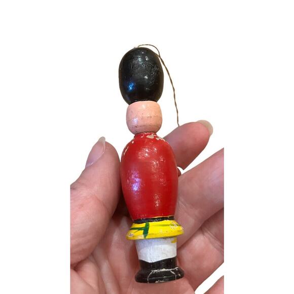 Set Of 4 VTG Wooden Ornaments Rocking Horse Angel Drummer Band Major Miniatures - Picture 7 of 9